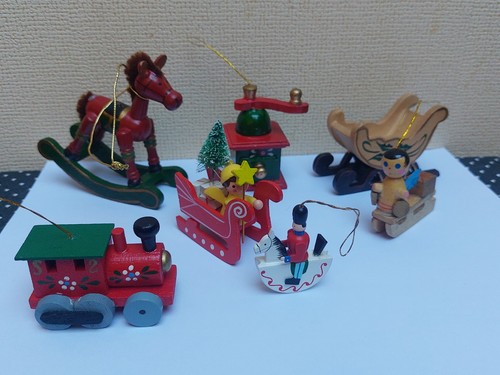 Vintage holz weihnachtsschmuck - vintage,